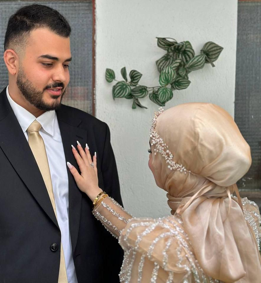 Osama and Gharam on their engagement day